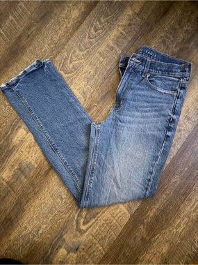 American Eagle Dark Blue Super High-Rise Straight Jeans - Size 6L
